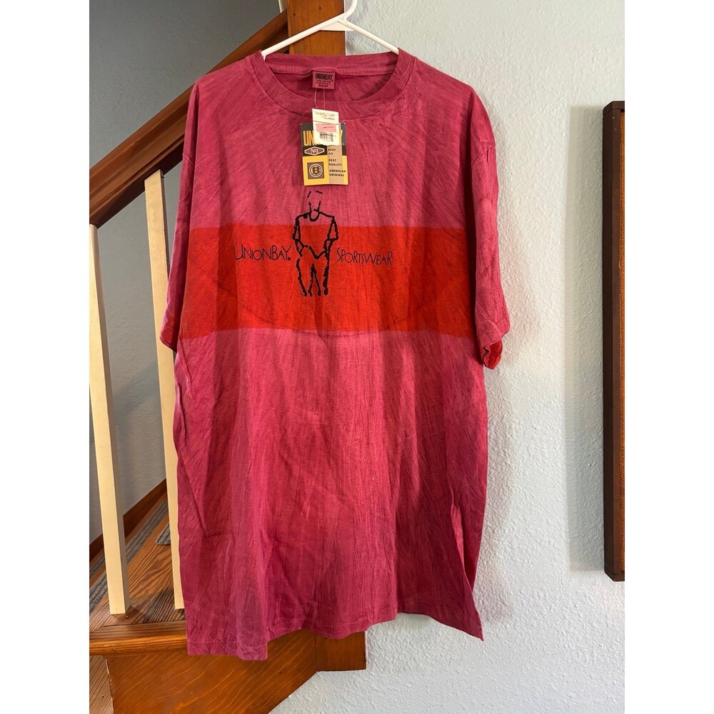 VTG 90s Unionbay Shirt Dress Oversized Tee Single Stitch USA Fade tie dye grunge
